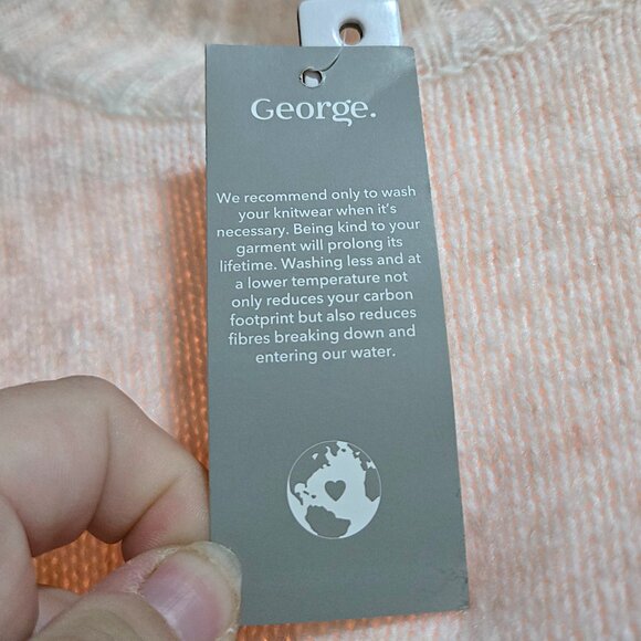 George Ribbed Neck Knit LOVE Sweater Cream Black Pullover Jumper NWT Cozy Modern - Picture 5 of 7